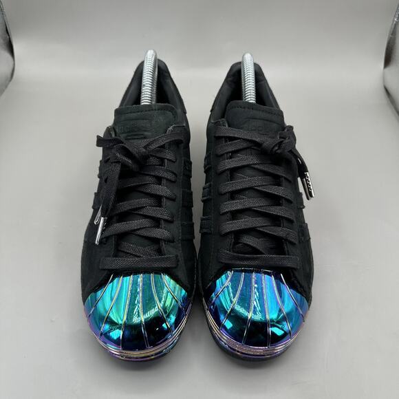 Adidas Superstar 80s Metal Toe Iridescent Shoes Womens 7.5 US Black Suede S76710 - Picture 4 of 10